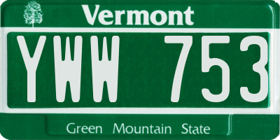 VT license plate YWW753