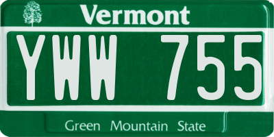 VT license plate YWW755