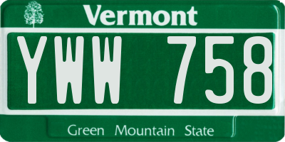 VT license plate YWW758