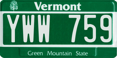VT license plate YWW759