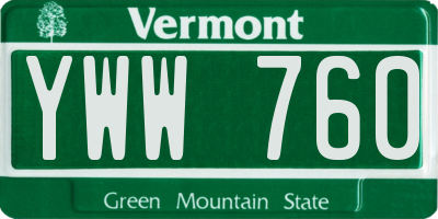 VT license plate YWW760