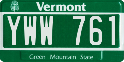 VT license plate YWW761