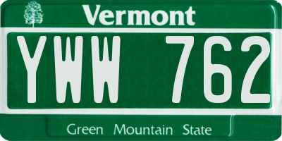 VT license plate YWW762