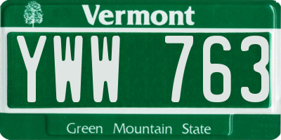 VT license plate YWW763