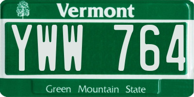 VT license plate YWW764