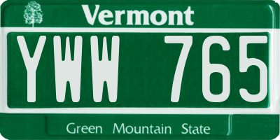 VT license plate YWW765