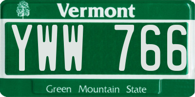 VT license plate YWW766