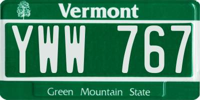 VT license plate YWW767