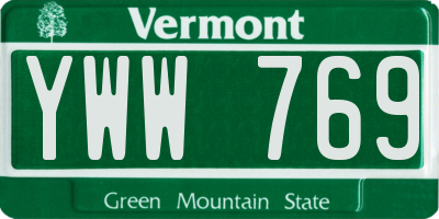 VT license plate YWW769