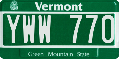 VT license plate YWW770
