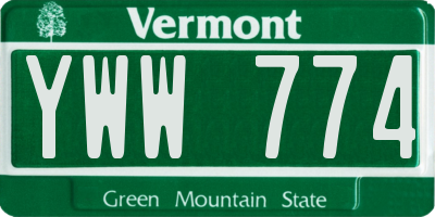 VT license plate YWW774