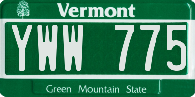 VT license plate YWW775