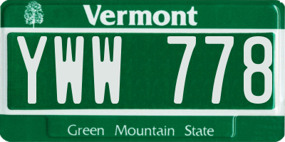 VT license plate YWW778