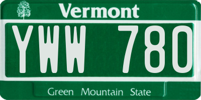 VT license plate YWW780