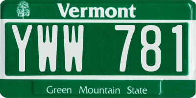 VT license plate YWW781