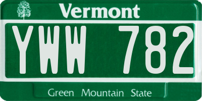 VT license plate YWW782
