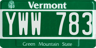 VT license plate YWW783