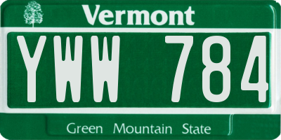 VT license plate YWW784