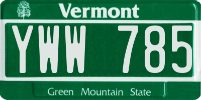 VT license plate YWW785