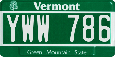 VT license plate YWW786