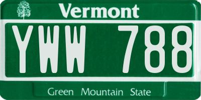 VT license plate YWW788