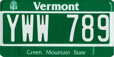 VT license plate YWW789