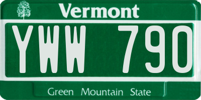 VT license plate YWW790