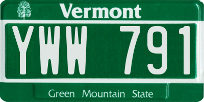VT license plate YWW791