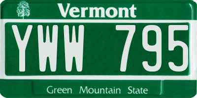 VT license plate YWW795
