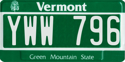 VT license plate YWW796