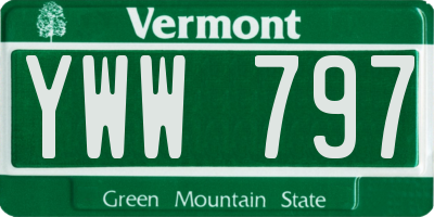 VT license plate YWW797