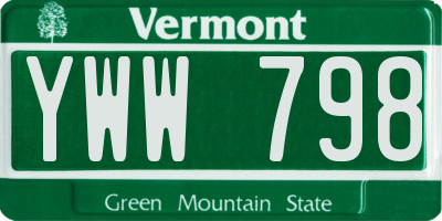 VT license plate YWW798