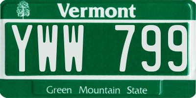VT license plate YWW799