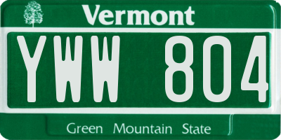 VT license plate YWW804