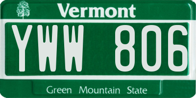 VT license plate YWW806