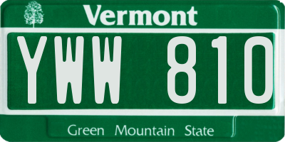 VT license plate YWW810