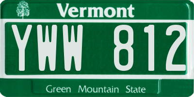 VT license plate YWW812
