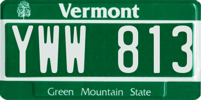 VT license plate YWW813