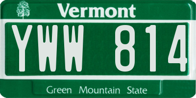 VT license plate YWW814