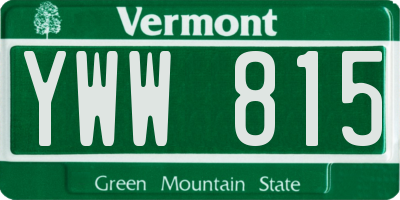 VT license plate YWW815