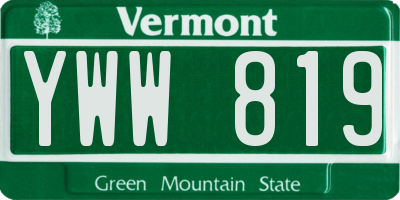 VT license plate YWW819
