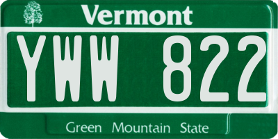VT license plate YWW822