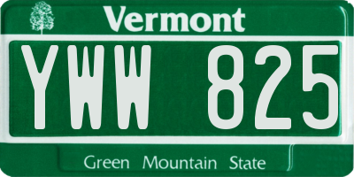 VT license plate YWW825