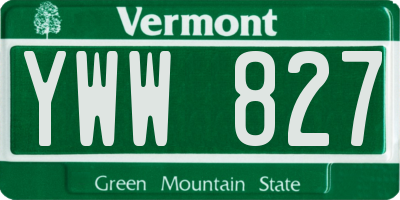 VT license plate YWW827
