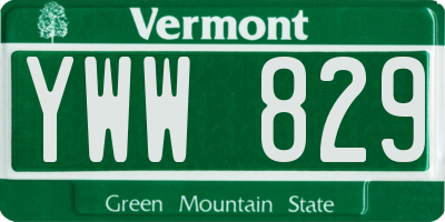 VT license plate YWW829