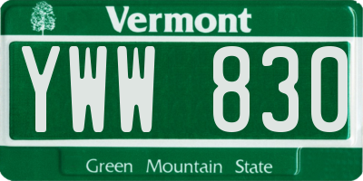 VT license plate YWW830