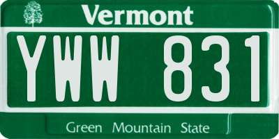 VT license plate YWW831