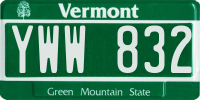 VT license plate YWW832