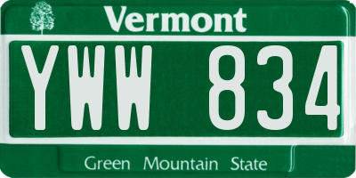 VT license plate YWW834