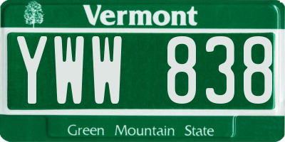 VT license plate YWW838